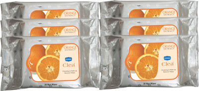Ginni Cleansing & Refreshing Facial Wipes (Orange) (pack of 6) (30 wipes per pack)(Pack of 6)