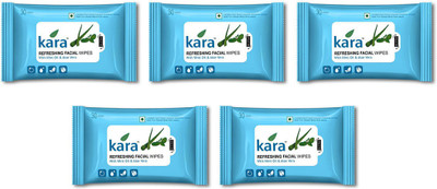 

Kara Refreshing Facial Wipes - Aloe Vera & Mint (30 Wipes Per Pack)-Pack of 5(Pack of 150)