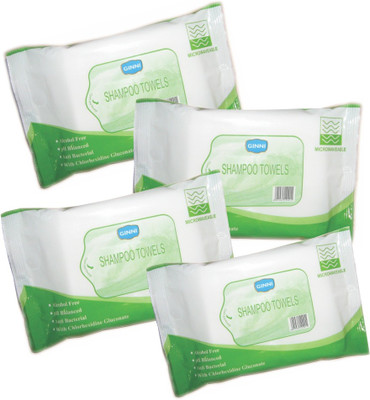 

Ginni Shampoo Towel- No water & rinsing required (Set Of 4) (Pack of 10)(Pack of 10)