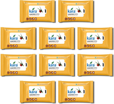 

Kara Sunscreen Facial Tissue- Plum & Aloe Vera (10 Wipes Per Pack)- Pack of 10(Pack of 100)