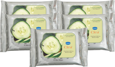 

Ginni Refreshing & Facial Wipes (Cucumber) (pack of 5) (10 wipes per pack)(Pack of 10)