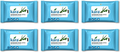 

Kara Refreshing Facial Wipes - Aloe Vera & Mint (30 Wipes Per Pack)-Pack of 6(Pack of 180)