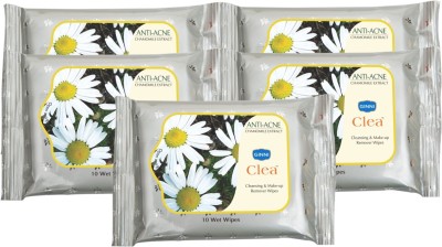 

Ginni Refreshing & Facial Wipes (Antiacne) (pack of 5) (10 wipes per pack)(Pack of 10)