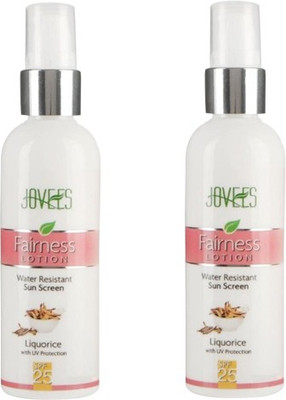 

Jovees Fairness Lotion Water Resistant Sunscreen Liquorice with UV Protect SPF 25 Pack of 2(100 ml)