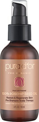 

Pura D'or Rosehip Seed Oil 100% Pure & Usda Organic For Face Hair Skin & Nails(118 ml)