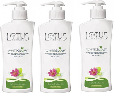 

Lotus Herbals Whiteglow Hand and Body Lotion (( Pack 3 )) (( 300ml *3 ))(900 ml)