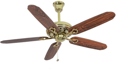 Usha Hunter Savoy Bright Brass 1320 1320 Mm 5 Blade Ceiling Fan Brown