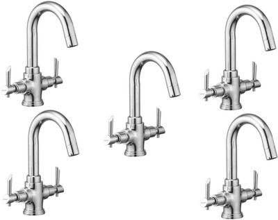 

Oleanna ModelF-09 Fancy Center Hole Basin Mixer With Connection Pipe With Hot & Cold Water Feature (Disc Fitting | Quarter Turn | Form Flow) (Pack of 5 Pcs) Mixer Faucet(Deck Mount Installation Type)
