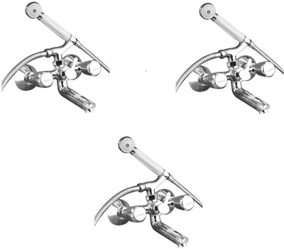 

Oleanna ALCOC-07 Caliber Telephonic Wall Mixer with Crutch and Hand Shower Set Included (Disc Fitting | Quarter Turn | Form Flow) (Pack of 3 Pcs) Mixer Faucet(Wall Mount Installation Type)