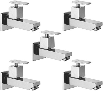 

Oleanna ModelK-04 Kubix Long Nose Bib Cock With Wall Flange Long Body Tap (Disc Fitting | Quarter Turn | Form Flow) (Pack of 5 Pcs) Pillar Tap Faucet(Wall Mount Installation Type)