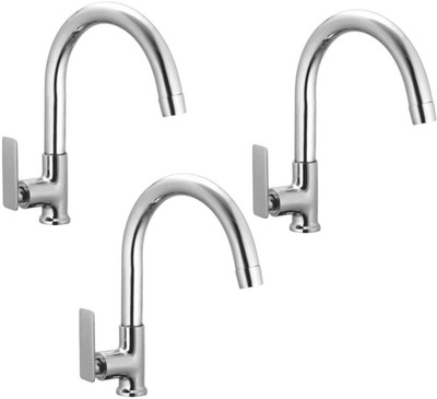 

Oleanna ALCOG-08 Golf Swan Neck Pillar Tap With Swivel Spout For Sink And Basin Kitchen And Bathroom (Disc Fitting | Quarter Turn | Form Flow) (Pack of 3 Pcs) Disc Faucet(Deck Mount Installation Type)