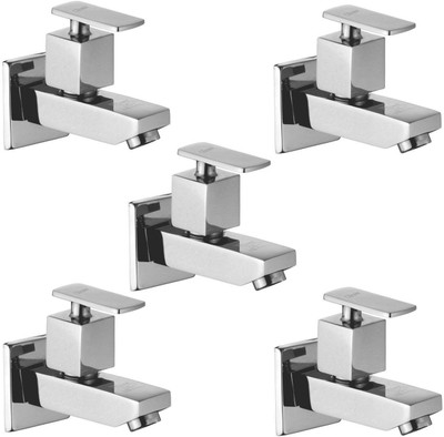 

Oleanna ModelK-01 Kubix Bib Cock With Wall Flange (Disc Fitting | Quarter Turn | Form Flow) (Pack of 5 Pcs) Bib Tap Faucet(Wall Mount Installation Type)