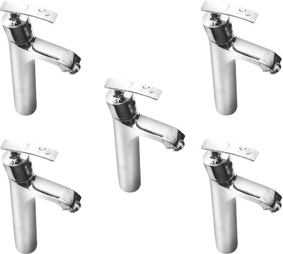 

Oleanna ModelD-16 Desire Single Lever Basin Mixer Tall Body 12" Long with 450Mm Flexible Hose and Hot & Cold Water Feature (High Quality Cartridges | Quarter Turn | Form Flow) (Pack of 5 Pcs) Mixer Faucet(Deck Mount Installation Type)