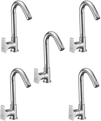 

Oleanna ModelGL-09 Global Swan Neck Pillar Tap With Swivel Spout For Sink And Basin Kitchen And Bathroom (Disc Fitting | Quarter Turn | Form Flow) (Pack of 5 Pcs) Disc Faucet(Deck Mount Installation Type)