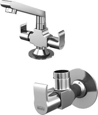 

Sheetal COMBO-1911_1904-2 Liva Centre Hole Basin Mixer Without Pop-Up West System and Set of 2 Angular Stop Cock Combo Flange Faucet(Wall Mount Installation Type)
