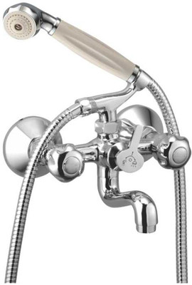 

Oleanna MN-10 Moon Telephonic Wall Mixer with Crutch and Hand Shower Set Included (Disc Fitting | Quarter Turn | Form Flow) Mixer Faucet(Wall Mount Installation Type)