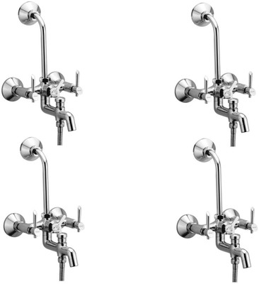 

Oleanna ASCF-14 Fancy Wall Mixer 3 in 1 with 115Mm Bend Pipe and Provision for Over Head and Hand Shower (Disc Fitting | Quarter Turn | Form Flow) (Pack of 4 Pcs) Mixer Faucet(Wall Mount Installation Type)