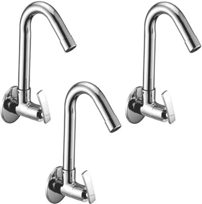 

Oleanna ALCOD-08 Desire Sink Tap With Wall Flange Sink Cock With Swivel Casted Spout Wall Mounted (Disc Fitting | Quarter Turn | Form Flow) (Pack of 3 Pcs) Compression Faucet(Wall Mount Installation Type)