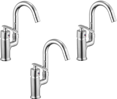 

Oleanna ALCOD-12 Desire Single Lever Sink Mixer Table Mounted With Connection Pipe With Hot & Cold Water Feature (High Quality Cartridges | Quarter Turn | Form Flow) (Pack of 3 Pcs) Mixer Faucet(Vessel Installation Type)