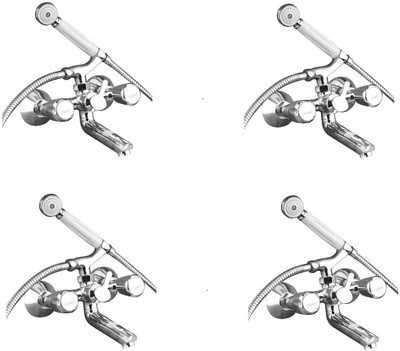 

Oleanna ASCC-07 Caliber Telephonic Wall Mixer with Crutch and Hand Shower Set Included (Disc Fitting | Quarter Turn | Form Flow) (Pack of 4 Pcs) Mixer Faucet(Wall Mount Installation Type)
