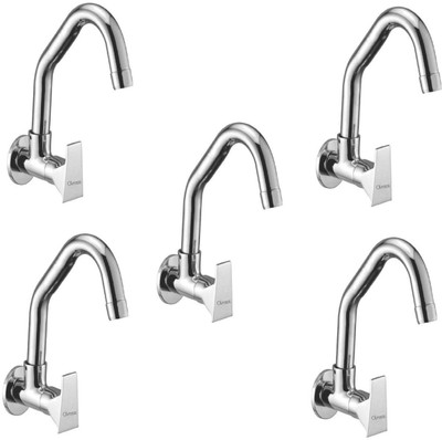

Oleanna ModelGL-08 Global Sink Tap With Wall Flange Sink Cock With Swivel Casted Spout Wall Mounted (Disc Fitting | Quarter Turn | Form Flow) (Pack of 5 Pcs) Compression Faucet(Wall Mount Installation Type)