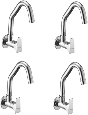 

Oleanna ASCGL-08 Global Sink Tap With Wall Flange Sink Cock With Swivel Casted Spout Wall Mounted (Disc Fitting | Quarter Turn | Form Flow) (Pack of 4 Pcs) Compression Faucet(Wall Mount Installation Type)