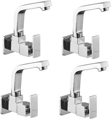 

Oleanna ASCK-10 Kubix Sink Tap With Wall Flange Sink Cock With Swivel Casted Spout Wall Mounted (Disc Fitting | Quarter Turn | Form Flow) (Pack of 4 Pcs) Compression Faucet(Wall Mount Installation Type)