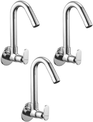 

Oleanna ALCOMT-10 Metro Sink Tap With Wall Flange Sink Cock With Swivel Casted Spout Wall Mounted (Disc Fitting | Quarter Turn | Form Flow) (Pack of 3 Pcs) Compression Faucet(Wall Mount Installation Type)
