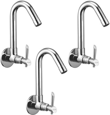 

Oleanna ALCOF-07 Fancy Sink Tap With Wall Flange Sink Cock With Swivel Casted Spout Wall Mounted (Disc Fitting | Quarter Turn | Form Flow) (Pack of 3 Pcs) Compression Faucet(Wall Mount Installation Type)
