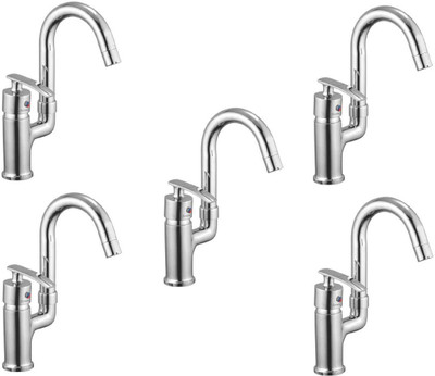 

Oleanna ModelD-12 Desire Single Lever Sink Mixer Table Mounted With Connection Pipe With Hot & Cold Water Feature (High Quality Cartridges | Quarter Turn | Form Flow) (Pack of 5 Pcs) Mixer Faucet(Vessel Installation Type)