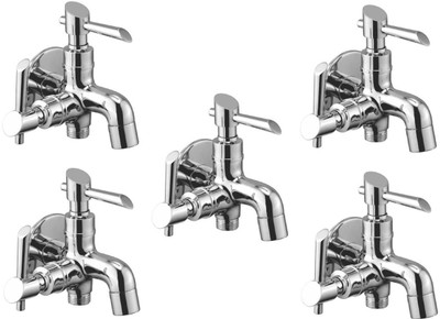 

Oleanna ModelF-06 Fancy 2 In 1 Bib Cock With Wall Flange Bib Tap (Disc Fitting | Quarter Turn | Form Flow) (Pack of 5 Pcs) Bib Tap Faucet(Wall Mount Installation Type)