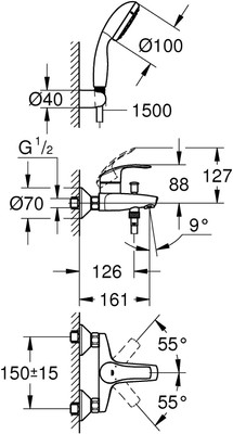 

Grohe 33302002 Health Faucet(Centerset Installation Type)