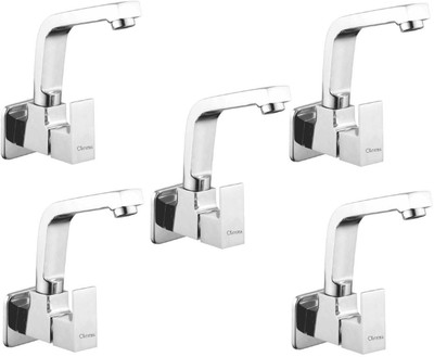 

Oleanna ModelS-06 Square Sink Tap With Wall Flange Sink Cock With Swivel Casted Spout Wall Mounted (Disc Fitting | Quarter Turn | Form Flow) (Pack of 5 Pcs) Compression Faucet(Wall Mount Installation Type)