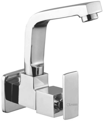 

Oleanna K-10 Kubix Sink Tap With Wall Flange Sink Cock With Swivel Casted Spout Wall Mounted (Disc Fitting | Quarter Turn | Form Flow) Compression Faucet(Wall Mount Installation Type)
