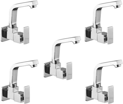

Oleanna ModelK-10 Kubix Sink Tap With Wall Flange Sink Cock With Swivel Casted Spout Wall Mounted (Disc Fitting | Quarter Turn | Form Flow) (Pack of 5 Pcs) Compression Faucet(Wall Mount Installation Type)