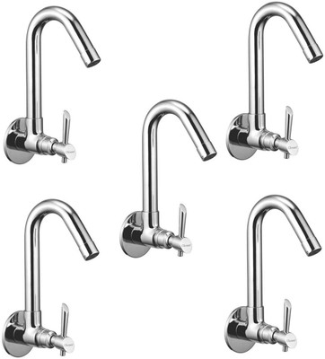 

Oleanna ModelF-07 Fancy Sink Tap With Wall Flange Sink Cock With Swivel Casted Spout Wall Mounted (Disc Fitting | Quarter Turn | Form Flow) (Pack of 5 Pcs) Compression Faucet(Wall Mount Installation Type)