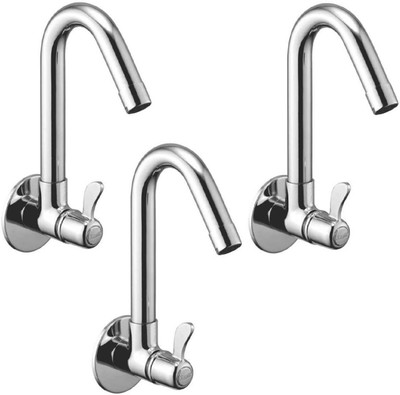 

Oleanna ALCOM-07 Magic Sink Tap With Wall Flange Sink Cock With Swivel Casted Spout Wall Mounted (Disc Fitting | Quarter Turn | Form Flow) (Pack of 3 Pcs) Compression Faucet(Wall Mount Installation Type)