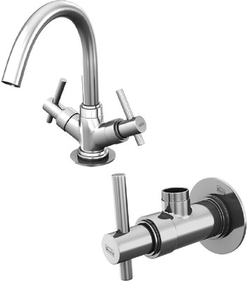 

Sheetal COMBO-2011_2004-2 Nile Centre Hole Basin Mixer Without Pop-Up West System and Set of 2 Angular Stop Cock Combo Flange Faucet(Wall Mount Installation Type)