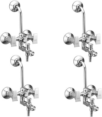 

Oleanna ASCGL-14 Global Wall Mixer 3 in 1 with 115Mm Bend Pipe and Provision for Over Head and Hand Shower (Disc Fitting | Quarter Turn | Form Flow) (Pack of 4 Pcs) Mixer Faucet(Wall Mount Installation Type)