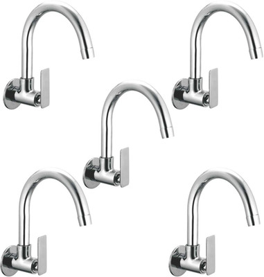 

Oleanna ModelG-09 Golf Sink Tap With Wall Flange Sink Cock With Swivel Casted Spout Wall Mounted (Disc Fitting | Quarter Turn | Form Flow) (Pack of 5 Pcs) Compression Faucet(Wall Mount Installation Type)