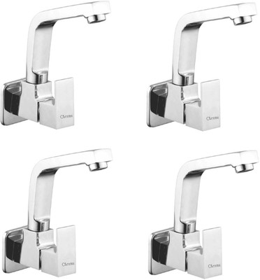 

Oleanna ASCS-06 Square Sink Tap With Wall Flange Sink Cock With Swivel Casted Spout Wall Mounted (Disc Fitting | Quarter Turn | Form Flow) (Pack of 4 Pcs) Compression Faucet(Wall Mount Installation Type)