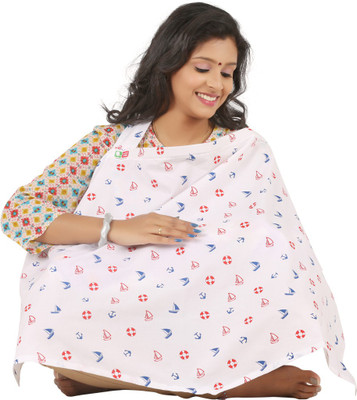 

Brother Baby Feeding Cloak(red with blue print on white base)