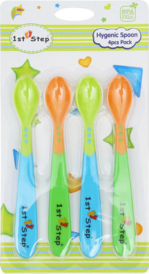 

1st Step Hygienic Spoon (4 pcs Pack) - Food Grade Plastic(Blue, Green)