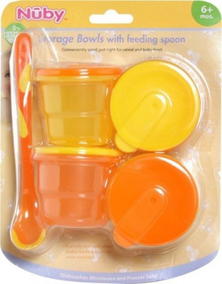 

Nuby bowls with spoon set - Polypropylene(Yellow, Orange)