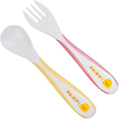 

Piyo Piyo Training Spoon & Fork Set~Pink - Polypropylene(Multicolor)