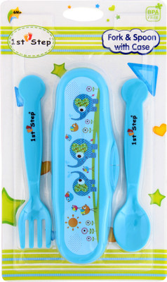 

1st Step Fork and Spoon with Case - Plastic(Blue)