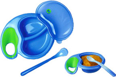 

Nuby Easy Grip Bowl with Feeding Spoon(Blue, Green)