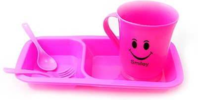 

Pratha Kids Platter - Plastic(Pink, Green)