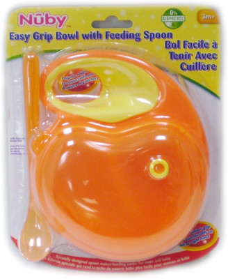 

Nuby Easy Grip Bowl With Feeding Spoon - Plastic, Silicon(Orange)