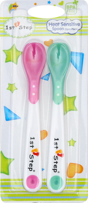 

1st Step Heat Sensitive Spoon (2 pcs Pack) - Food Grade Plastic(Pink, Green)
